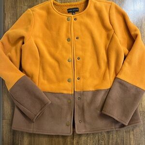 Susan Graver Mustard & Brown Button-Up Jacket